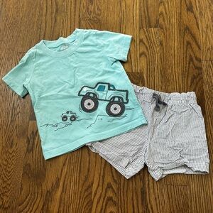 Carter's Child of Mine Light Blue and Grey Monster Truck Outfit, size 18M
